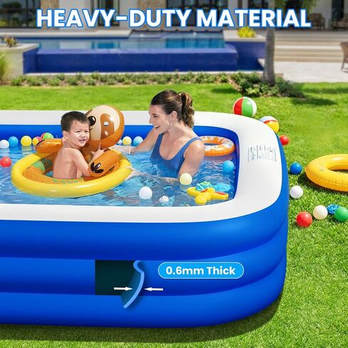Extra Large Inflatable Pool with Pump - 130'' x 72'' x 22'' Family Blow Up Pool for Adults & Kids, Swimming Pool for Garden, Summer Water Party in Saudi Arabia