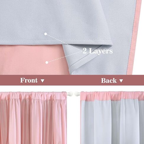 Yinhua Pink Ruffle Curtains for Living Room Blackout Curtains for Girls Bedroom 84 Inch Long with 3 Rows of Ruffles, Room Darkening Nursery Curtain Rod Pocket Thermal Insulated Drapes, 2 Panels in Saudi Arabia