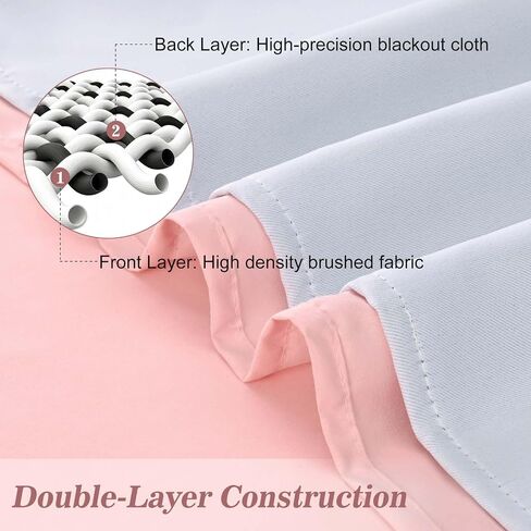 Yinhua Pink Ruffle Curtains for Living Room Blackout Curtains for Girls Bedroom 84 Inch Long with 3 Rows of Ruffles, Room Darkening Nursery Curtain Rod Pocket Thermal Insulated Drapes, 2 Panels in Saudi Arabia