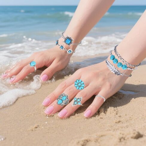 Western Turquoise Jewelry for Women Beach Jewelry Necklaces Accessories Set Cowgirl Country Cowboy in Saudi Arabia