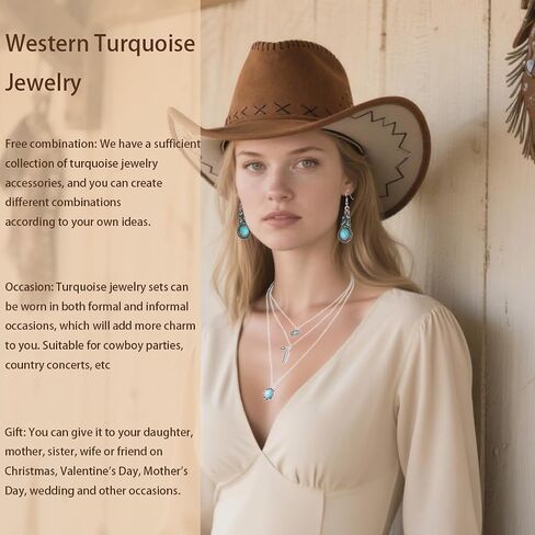 Western Turquoise Jewelry for Women Beach Jewelry Necklaces Accessories Set Cowgirl Country Cowboy in Saudi Arabia