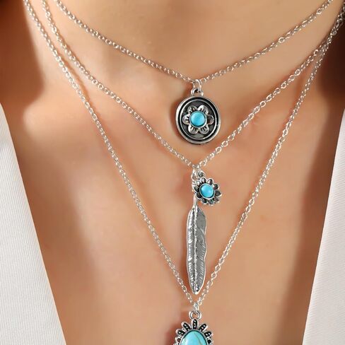 Western Turquoise Jewelry for Women Beach Jewelry Necklaces Accessories Set Cowgirl Country Cowboy in Saudi Arabia