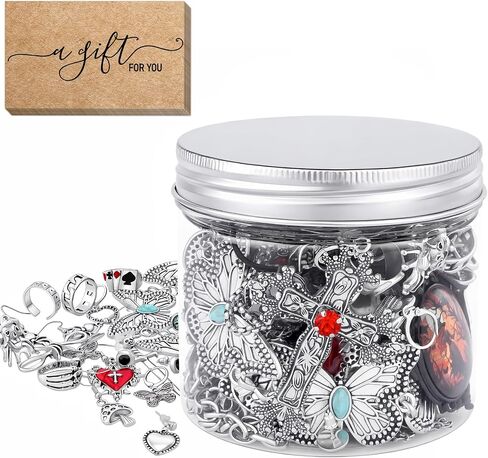 64 Pcs Mystery Jewelry Jar for Women, Golden Surprise Jewelry Box with Necklaces Bracelets Rings Earrings Hair Accessories and Keychain, Multi Style Alternative Fashion Present for Her in Saudi Arabia
