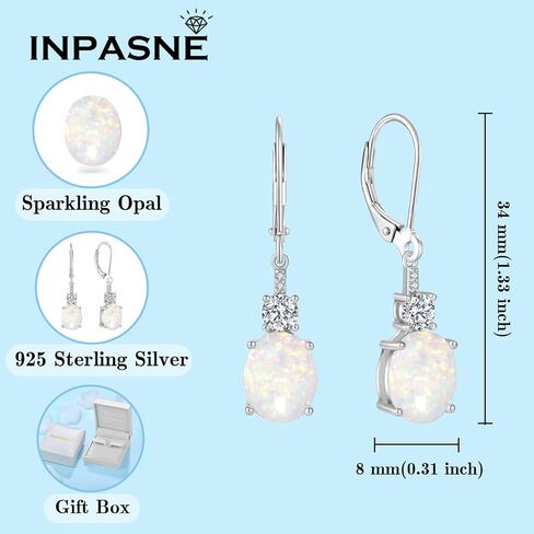 Opal Jewelry Set for Women 925 Sterling Silver Oval Cut Necklace Earrings Bracelet October Birthstone Jewelry for Her in Kuwait