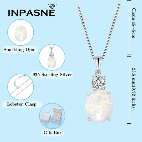 Opal Jewelry Set for Women 925 Sterling Silver Oval Cut Necklace Earrings Bracelet October Birthstone Jewelry for Her in Kuwait