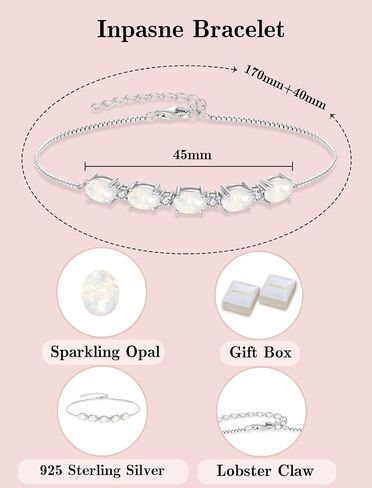 Opal Jewelry Set for Women 925 Sterling Silver Oval Cut Necklace Earrings Bracelet October Birthstone Jewelry for Her in Kuwait