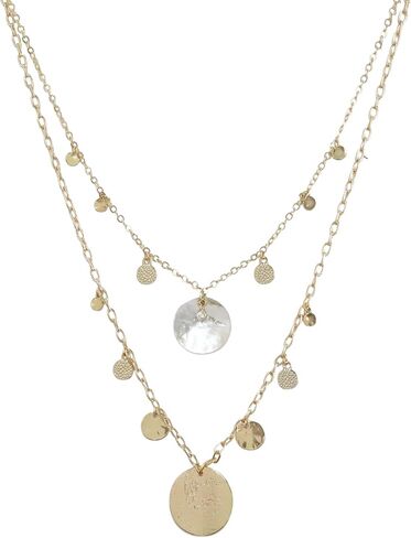 Ettika Necklace Set for Women. Pacific Princess 18k Gold Plated or Rhodium Layered Shell Disc Necklace Set. Fashion Jewelry in Kuwait