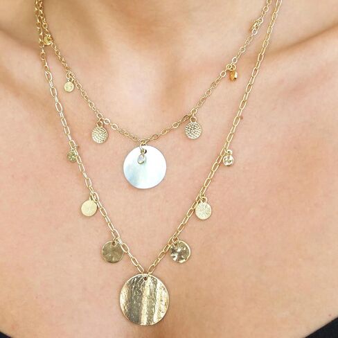 Ettika Necklace Set for Women. Pacific Princess 18k Gold Plated or Rhodium Layered Shell Disc Necklace Set. Fashion Jewelry in Kuwait