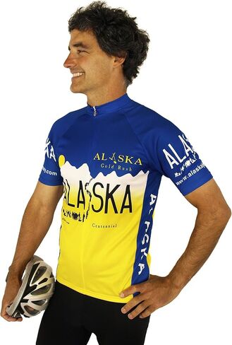 Free Spirit Wear Alaska Gold Rush Cycling Jersey for Men, Short Sleeve Jersey, Protection, Wick-Dry Polyester, 3 Rear Pockets in Saudi Arabia