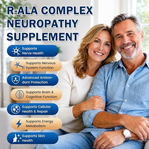 Neuropathy Support Nerve Supplement – 1000mg Advanced R-Alpha Lipoic Acid, L-Carnitine, Benfotiamine, PQQ,CoQ10,Magnesium & B-Complex for Nerve Health,Antioxidant & Cellular Energy,Vegan 120 Softgels in Saudi Arabia