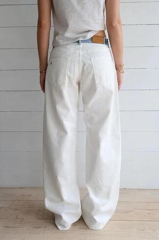 TKMUNY Women's Adjustable Waist Wide Leg Jeans Casual Mid High Waisted Baggy Straight Leg Denim Pants in Saudi Arabia