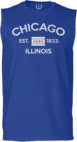 0475. Retro Vintage Graphic Chicago City Illinois Flag Men's Muscle Tank Sleeveles t Shirt in Saudi Arabia