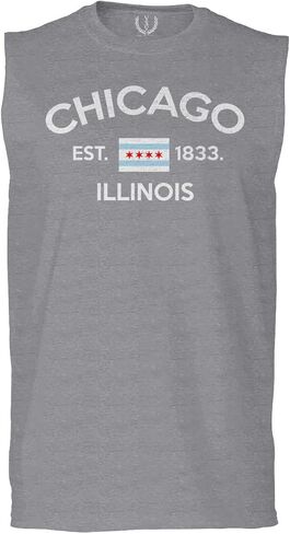0475. Retro Vintage Graphic Chicago City Illinois Flag Men's Muscle Tank Sleeveles t Shirt in Saudi Arabia