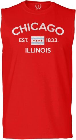 0475. Retro Vintage Graphic Chicago City Illinois Flag Men's Muscle Tank Sleeveles t Shirt in Saudi Arabia