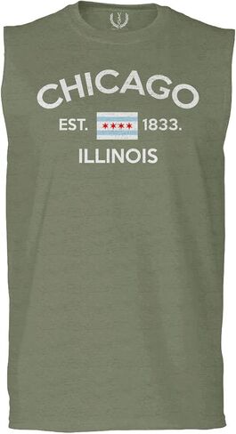 0475. Retro Vintage Graphic Chicago City Illinois Flag Men's Muscle Tank Sleeveles t Shirt in Saudi Arabia