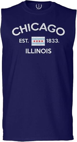 0475. Retro Vintage Graphic Chicago City Illinois Flag Men's Muscle Tank Sleeveles t Shirt in Saudi Arabia