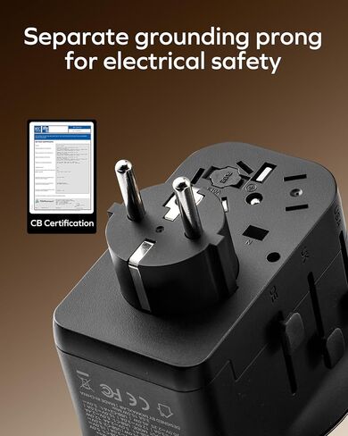 MOMAX Universal Travel Adapter with Separate Grounding Prong, GaN 65W International Power Adapter, Worldwide Plug Adapter for US/UK/EU/AU and 200+ Countries, PD Fast Charger(AC×1 & DC×3), Gold in Saudi Arabia