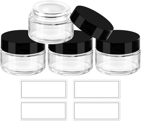 1 oz Glass Jars with Lids & Inner Liners, 4 Pack Small Glass Jars Thick Round Airtight Travel Containers for Cosmetics Cream Lotions Powders | Candle Making Jar in Saudi Arabia