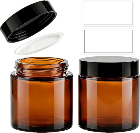 1 oz Glass Jars with Lids & Inner Liners, 4 Pack Small Glass Jars Thick Round Airtight Travel Containers for Cosmetics Cream Lotions Powders | Candle Making Jar in Saudi Arabia