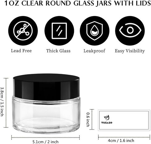 1 oz Glass Jars with Lids & Inner Liners, 4 Pack Small Glass Jars Thick Round Airtight Travel Containers for Cosmetics Cream Lotions Powders | Candle Making Jar in Saudi Arabia