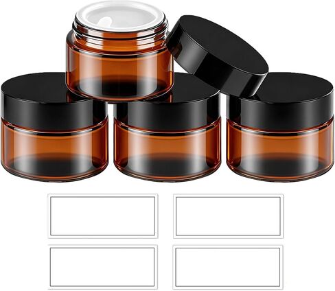 1 oz Glass Jars with Lids & Inner Liners, 4 Pack Small Glass Jars Thick Round Airtight Travel Containers for Cosmetics Cream Lotions Powders | Candle Making Jar in Saudi Arabia