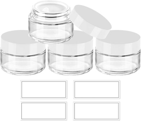 1 oz Glass Jars with Lids & Inner Liners, 4 Pack Small Glass Jars Thick Round Airtight Travel Containers for Cosmetics Cream Lotions Powders | Candle Making Jar in Saudi Arabia