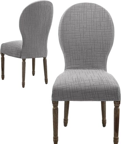 Round Back Dining Chair Cover Set 2/4/6, Curved Back Chair Covers Stretch Armless Dining Chair Slipcovers Mid Century Modern Chair Seat Protector for Kitchen, Home and Banquet (Navy Blue, Set of 4) in Saudi Arabia
