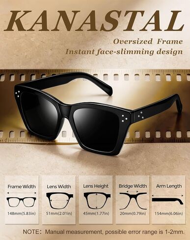KANASTAL Oversized Square Cat Eye Sunglasses Womens Mens Polarized UV400 Sunglasses Modern Classic Sun Glasses in Saudi Arabia