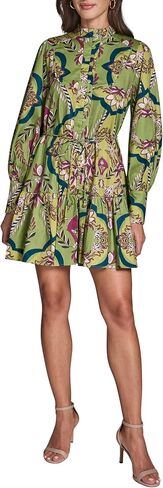 BCBGeneration Women's 3/4 Sleeve Puff Sleeve Paisley Cotton Ruffle Short Dress in Kuwait
