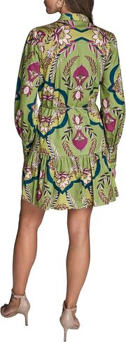 BCBGeneration Women's 3/4 Sleeve Puff Sleeve Paisley Cotton Ruffle Short Dress in Kuwait