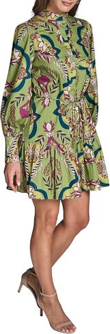 BCBGeneration Women's 3/4 Sleeve Puff Sleeve Paisley Cotton Ruffle Short Dress in Kuwait