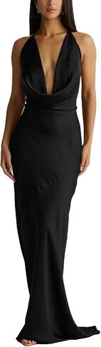 Yeenily Women Sexy Backless Maxi Dress Deep V Neck Sleeveless Halter Neck Formal Dresses Open Back Evening Gowns in Saudi Arabia