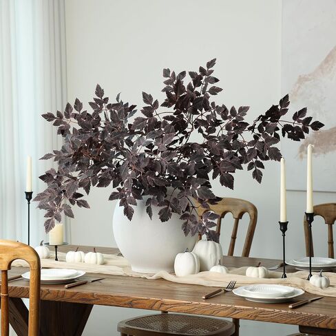 mizii 5 Pcs Artificial Cimicifuga Stems 36 in Burgundy Leaf Spray Plants Faux Greenery Branches Silk Leaves Fall Decoration for Centerpieces Vase Table Mantel Thanksgiving Halloween Decor in Saudi Arabia