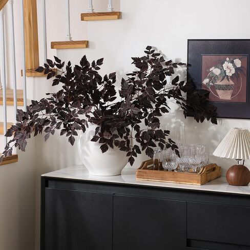 mizii 5 Pcs Artificial Cimicifuga Stems 36 in Burgundy Leaf Spray Plants Faux Greenery Branches Silk Leaves Fall Decoration for Centerpieces Vase Table Mantel Thanksgiving Halloween Decor in Saudi Arabia