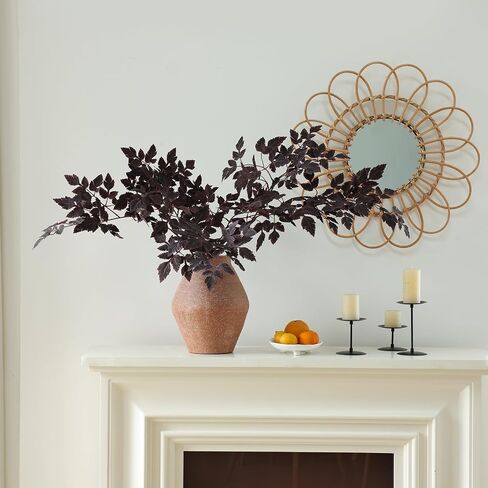mizii 5 Pcs Artificial Cimicifuga Stems 36 in Burgundy Leaf Spray Plants Faux Greenery Branches Silk Leaves Fall Decoration for Centerpieces Vase Table Mantel Thanksgiving Halloween Decor in Saudi Arabia