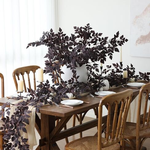mizii 5 Pcs Artificial Cimicifuga Stems 36 in Burgundy Leaf Spray Plants Faux Greenery Branches Silk Leaves Fall Decoration for Centerpieces Vase Table Mantel Thanksgiving Halloween Decor in Saudi Arabia