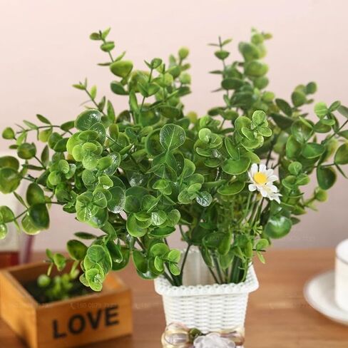 Artificial Eucalyptus Leaves Faux Greenery Stems Artificial Green Branches Leaves for Wedding Flowers Bouquet Home Decoration in Kuwait