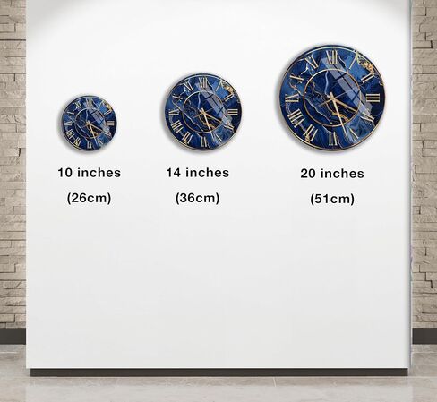 Tempered Glass Marble Wall Clock - Blue Gold Veins, Navy Swirls Modern Decor Silent Mechanism Unique Home Gift Luxury Handcrafted Timepiece in Saudi Arabia