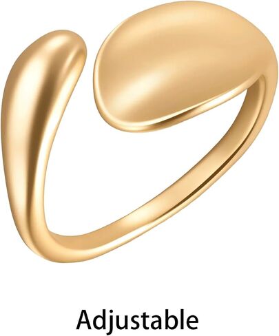 14K Gold Plated Matte Spoon Adjustable Ring for Women Unique Minimalist Open Ring Jewelry for Gift in Kuwait