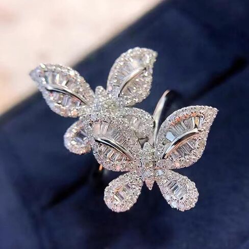Asymmetric Double Butterfly CZ Sparkly Engagement Ring for Women in Kuwait