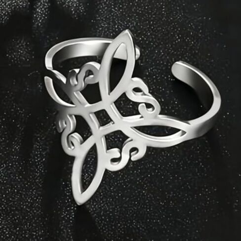 Women's Wiccan Witch's Knot Ring Stainless Steel Geometric Style Elegant Chic Supernatural Adjustable Ring Irish Celtic Knot Ring Wiccan Amulet Jewelry in Kuwait