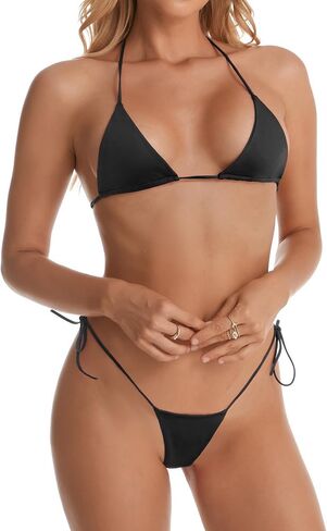 Onpep Micro Bikini for Women Tiny String 2 Piece Swimsuit Adjustable Triangle Top Thong Cheeky Minimal Coverage Swimwear in Kuwait
