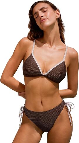 CUPSHE Women's Bikini Set V Neck Two Piece Swimsuit Textured Color Block Crossback Side Self Tie Bathing Suit in Kuwait