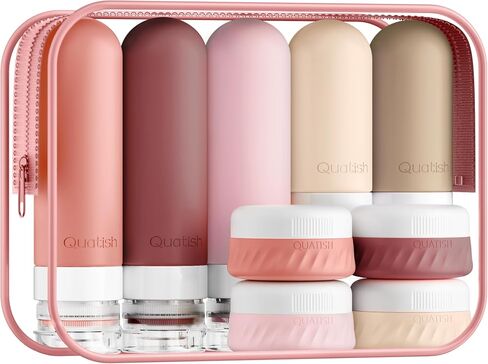 Quatish 15 Pack Travel Bottles for Toiletries, Original Patented, TSA Approved Travel Size Containers, Leak Proof Silicone Shampoo and Conditioner Bottles Women & Men, Airplane Essentials, Black in Saudi Arabia
