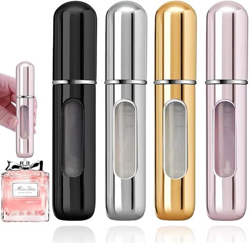 4 قطع بخاخة عطر للسفر قابلة لإعادة الملء - زجاجة إعادة تعبئة عطر بحجم السفر للرجال والنساء، عطر صغير in Kuwait