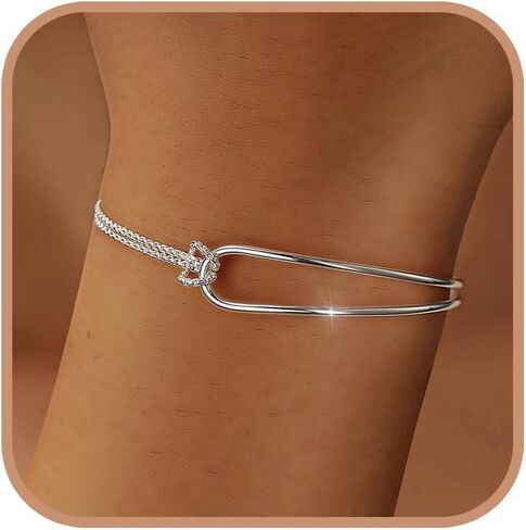 925 Sterling Silver Knot Bracelet for Women14K Gold Plated Matching Bracelet for Couples Mother Daughter Love Knot Double Layered Bracelet Forever Infinity Bracelet Friendship Birthday Jewelry for Her in Kuwait