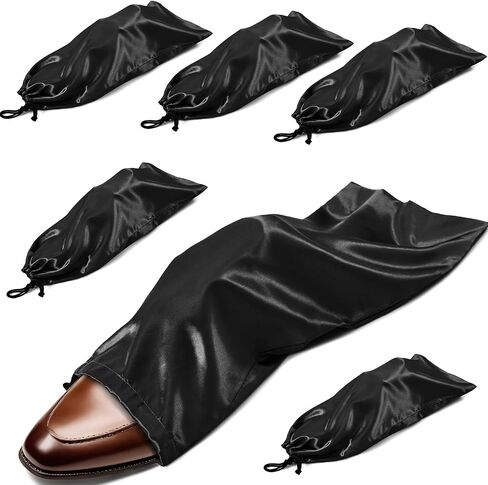 Ersmak 6 Pack Shoe Bags for Travel - Satin Shoe Bag with Drawstring - Black Shoe Storage Bags for Protecting Storage Shoes - 17.7 x 7.9 In in Saudi Arabia
