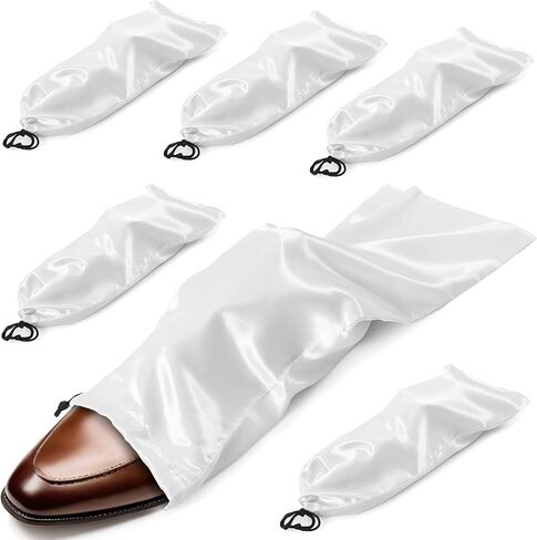 Ersmak 6 Pack Shoe Bags for Travel - Satin Shoe Bag with Drawstring - Black Shoe Storage Bags for Protecting Storage Shoes - 17.7 x 7.9 In in Saudi Arabia