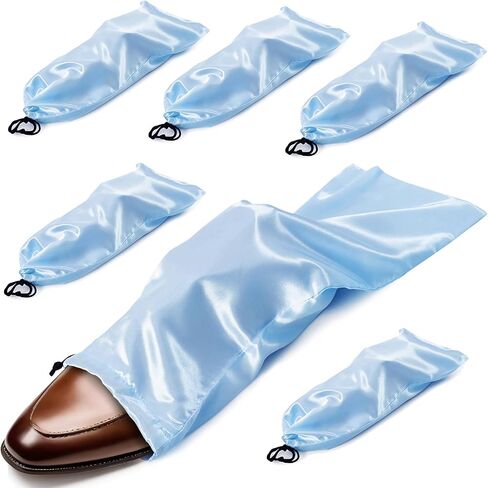 Ersmak 6 Pack Shoe Bags for Travel - Satin Shoe Bag with Drawstring - Black Shoe Storage Bags for Protecting Storage Shoes - 17.7 x 7.9 In in Saudi Arabia