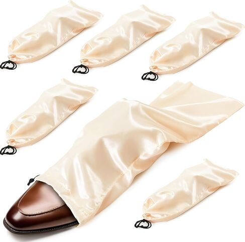 Ersmak 6 Pack Shoe Bags for Travel - Satin Shoe Bag with Drawstring - Black Shoe Storage Bags for Protecting Storage Shoes - 17.7 x 7.9 In in Saudi Arabia